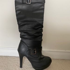 FAUX LEATHER KNEE HIGH BOOT